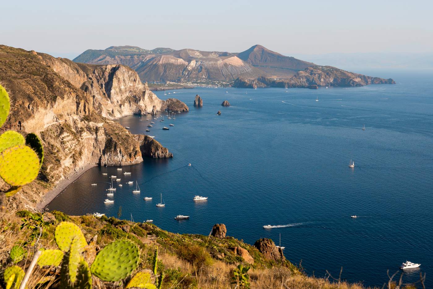 Beautiful,View,On,Vulcano,Island,And,The,Lipari,Crags,From